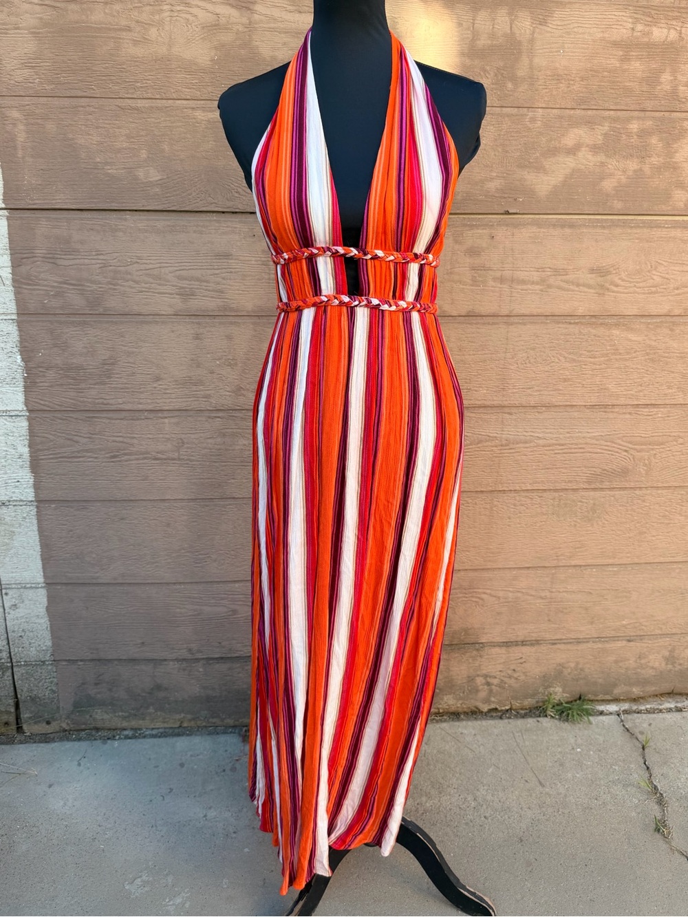 illa illa Striped Halter Maxi Dress